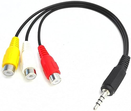 Zdycgtime Nero 3.5 Mm Maschio A 3 Rca Femmina Adattatore Cavo Video Audio