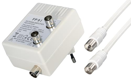 Transmedia Fp9Il - Amplificatore Per Antenna Per 2 Televisori, Alimentatore Di Rete, Amplificazione: 2 X 15 Db, Campo Di Frequenza: 47-862 Mhz