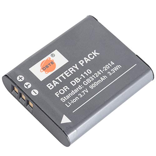 Dste - Batteria Ricaricabile Agli Ioni Di Litio Da 3,7 V, 900 Mah, Db-110, Compatibile Con Fotocamera Ricoh Gr Iii, Ricoh Wg-6, Ricoh G900, Ricoh G900