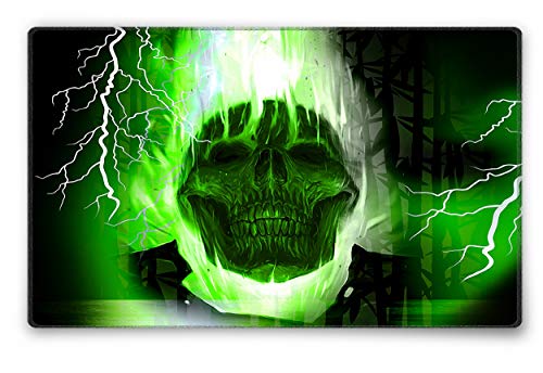 Silent Monsters Tappetino Mouse, Taglia S (240 X 200 Mm) Piccolo, Disegno Teschio Verde Con Bordo Cucito, Per Ufficio Mouse E Gaming Mouse