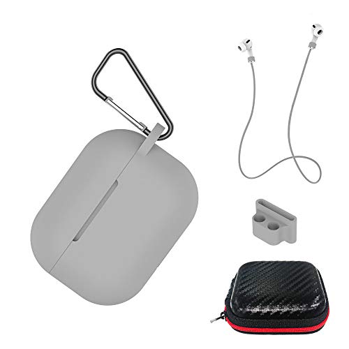 Aicek Custodia Compatiblile Con Airpods Pro Cover Silicone Case Per Apple Airpods Pro Protective Accessori Con Moschettone,Earpod Cover Grigio
