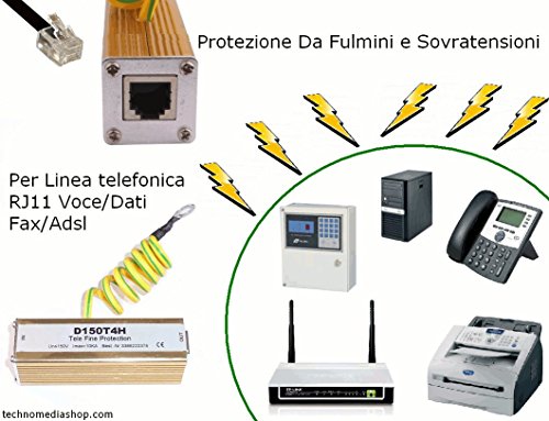 Technomedia Protezione Da Sovratensioni E Scariche Di Fulmini Rj11 Presa Telefonica