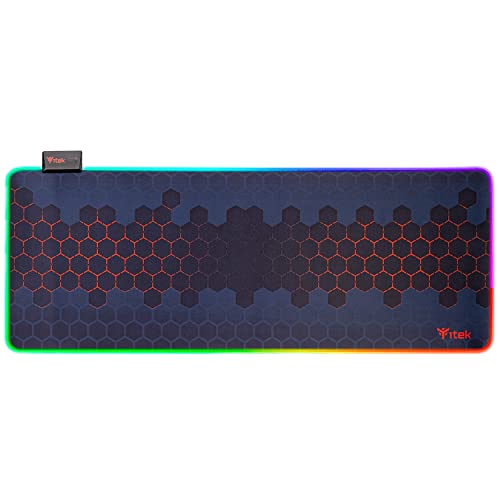 Itek E1 Tappetino Per Mouse Gaming, Rgb, Xxl 350X250X3Mm, Massima Precisione, Lavabile, Antiscivolo, Materiali Premium, Illuminazione Rgb Con 12 Modal