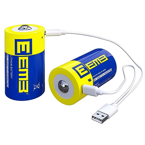 Eemb Batterie D Da 1,5 V Batterie D Ricaricabili 5550Mwh Batterie Ricaricabili A Celle D Al Litio Cavo Di Ricarica Usb Tipo C Batteria Di Ricambio Lr2