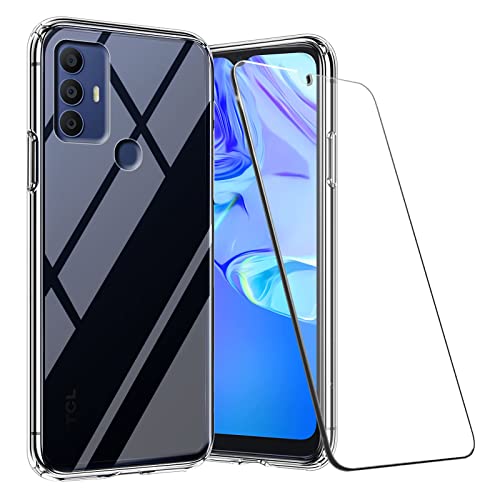 Lyjerry Custodia Per Tcl 40R Pellicola Vetro Temperato Per Tcl 40R Caso Protettiva Leggero Protector Morbido Tpu Cover Silicone Di Gomma Phone Case 9H