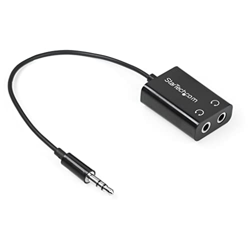 Startech.Com Addatore Cavo Splitter Mini Jack Per Auricolari Slim Nero, 3.5 Mm Maschio A 2 X 3.5 Mm Femmina