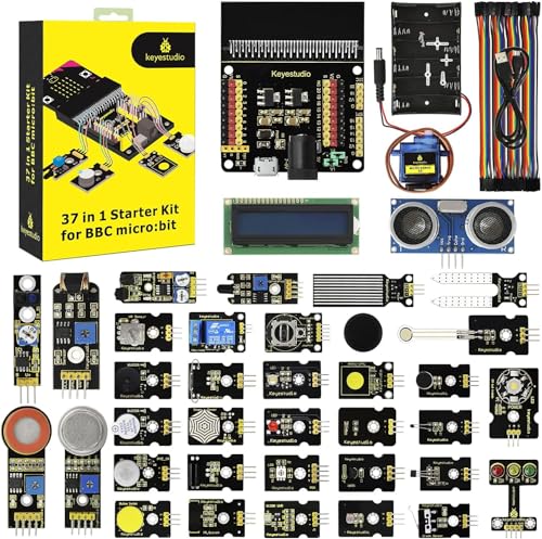 Keyestudio Bbc Micro:Bit 37 In 1 Sensor Kit Per Micro Bit V2 V1 (Non Include Micro:Bit Board), Con Scheda Di Breakout Relè, Cavo Jumper, Modulo Displa