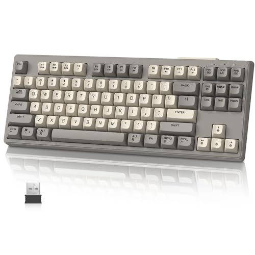 Mambasnake M87 Tkl- Tastiera Da Gioco Wireless, Bluetooth/2,4 Ghz, Copritasto Pbt, Batteria Ricaricabile Da 4000 Mah, Tastiera Retroilluminata Arcobal