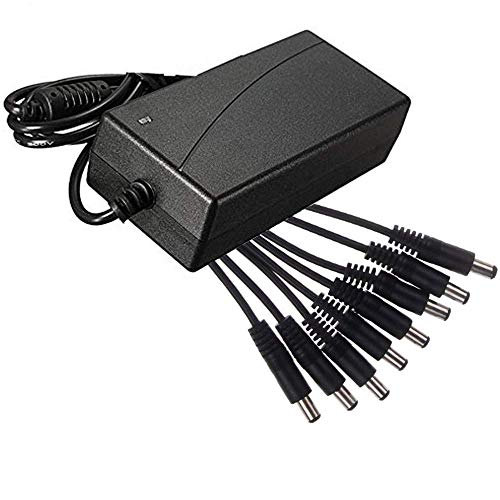 Alimentatore Stabilizzato 12 Volt 5 Ampere In Box Plastica Con 8 Attacchi 5,52X2,1 Per Telecamere Modem Strisce Led (60 Watt)