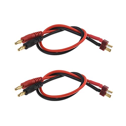 Yinettech 2Pcs T-Plug A 4Mm Banana Charger Cable, Adatto Per Rc Lipo Carica Batteria - 12 Pollici (14Awg)