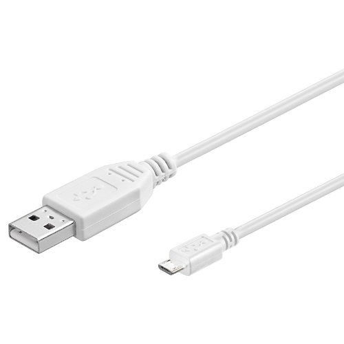 Premium Cord Cavo Di Collegamento Micro Usb 5 M, Usb A Maschio A Micro B, Cavo Dati Usb 2.0 Ad Alta Velocità, 5 Pin, 2 Schermati, Awg28, Colore Bianco