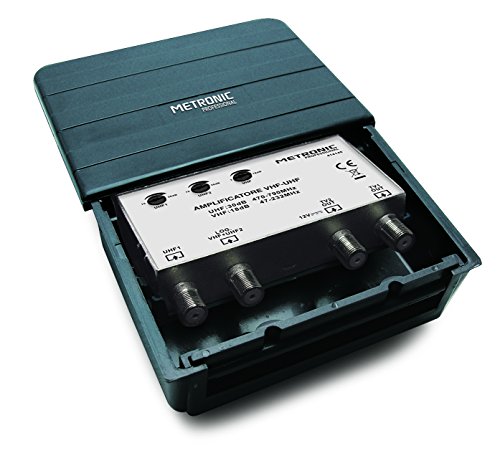Metronic 414140 Amplificatore/Accoppiatore Tv 2 Ingressi, Nero