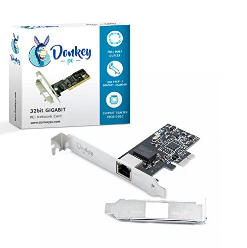 Donkey Pc - Scheda Di Rete Pcie 1 Gb Gigabit Fino A 1000 Mbps Con Chipset Realtek Rtl8111C. Scheda Pci Gigabit Ethernet Rj45 (10/100/1000 Mbps). Inclu