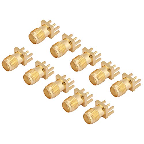 Fydun Connettore Sma, 10 Pezzi Ottone Presa Jack Femmina Sma Pcb 50 Ohm Connettori Rf Passo 1,6 Mm Per Il Collegamento Di Antenne, Pcb Di Saldatura E