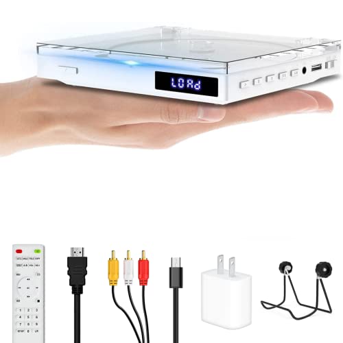 Maite Mini Dvd Player Portatile, Region Free Con Porta Hdmi 1080P/Uscita Av, Ntsc/Pal, Lettore Dvd Per Tv Con Cavo Av/Hdmi/Usb Telecomando Di Riproduz