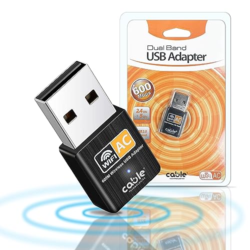 Chiavetta Wifi Usb Dual Band 2.4/5Ghz, Antenna Wifi 600 Mbps, Plug And Play, Adattatore Di Rete Wireless Per Pc/Desktop/Tablet/Laptop, Compatibile Con