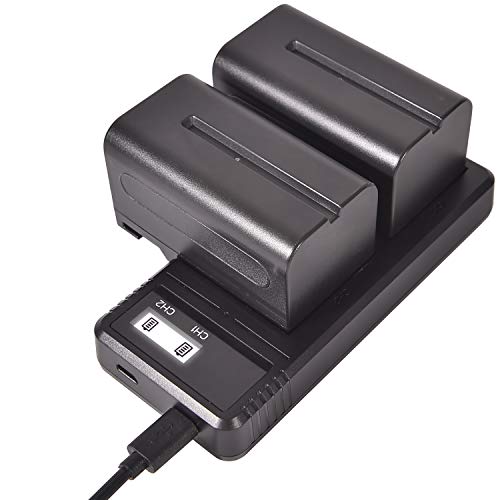 (2 Pz.) Np-F750 Dste Batteria Di Ricambio + Caricatore Rapido Dual Lcd Compatibile Con Sony Np-F730 Np-F770 Ccd-Sc5 Ccd-Trv80Pk Dcr-Trv820 Ccd-Sc55 Cc