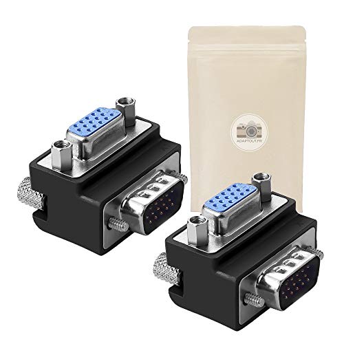 Adaptout 2X Connettore Vga Svga Con Gomito Angolo Retto 90° - Adattatore Da Spina Svga Maschio 15 Poli Pin A Presa Svga Femmina 15 Poli Marca Francese