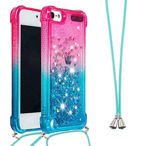 Imeikonst Liquido Case Per Ipod Touch 7, Glitter Brillante Sabbie Mobili Custodia Con Cordino Trasparente Tpu Anti-Caduta Paraurti Protettivo Copertur
