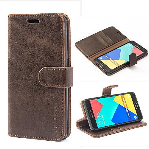 Mulbess Cover Per Samsung Galaxy A5 2016, Custodia Sintetica In Pelle, Tasca Slot Carta, Supporto Stand, Magnetica Chiusura Case, Vintage Caffè Marron
