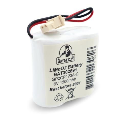 Batsécur - Batteria Allarme Bat302891 Compatibile Con Visonic Gp2Cr123A, 103-302891, 103-302915, Gp2Cr123A-C E Bentel Bw-Bat891-6V 1500Mah Limno2