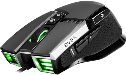 Evga X17 Mouse Da Gioco, Wired, Grigio, Personalizzabile, 16.000 Dpi, 5 Profili, 10 Pulsanti, Ergonomico, 903-W1-17Gr-K3