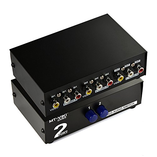 Leagy Interruttore Av 2 Vie Rca Switcher 2 In 1 Out Composite Video L/R Audio Selettore Box Per Dvd Stb Console Di Gioco-Nero