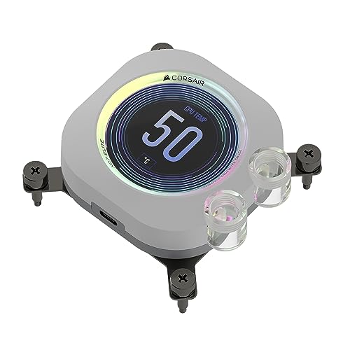 Corsair Xc7 Rgb Elite Lcd Waterblock Per Cpu - Schermo Lcd Ips 480X480-31 Led Rgb - Usb-C - Adatto Per Intel Lga 1700, Amd Am5 E Precedenti - Bianco