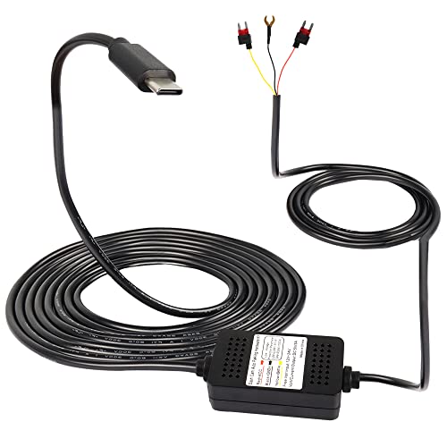 Meiriyfa Dash Cam Acc Hardwire Kit, Usb Tipo C Hardwire Dashcam Kit Step-Down Cavo, 12V-24V A Dc 5V 3A Car Dash Charger Cavo Di Alimentazione - 3.5M