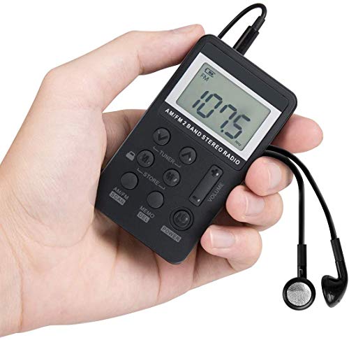Yohouhou Mini Radio Portatile Ricevitore Radio Am Fm Ricevitore Walkman Cuffie Radio Personale Tascabile Radio, Usb, Nero