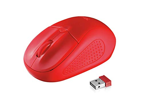 Trust Primo Mouse Ottico, Wireless, Interruttore Integrato, Tasti Premuti, Rosso