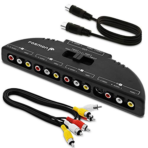 Fosmon Splitter Box, Scatola Audio/Video Con 3 Ingressi Audio/Video Rca Con Interruttore E Cavo Connettore Audio/Video Per Collegare 3 Dispositivi Di 