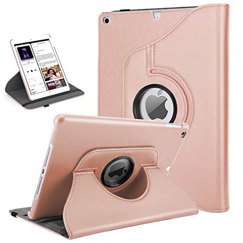 Timovo Custodia Protettiva, Ruotare Custodia Ipad 9.7 2018/2017, Ipad Air 2, Ipad Air Con Tasca Portapenne, Supporto 3 Sezioni, Auto Wake/Sleep - Rose