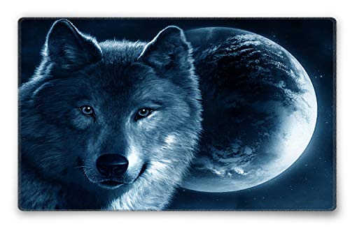 Silent Monsters Tappetino Mouse, Taglia S (240 X 200 Mm) Piccolo, Disegno Lupo Con Bordo Cucito, Per Ufficio Mouse E Gaming Mouse