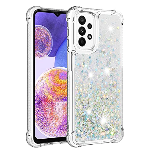 Qiweiqing Cover Per Samsung Galaxy A54 5G, [Silver Back] Custodia Glitter Di In Silicone Tpu Pendenza Colore Diamond Brillantini ​Liquido Paraurti Ant