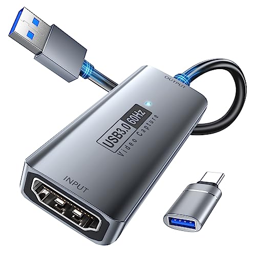 Fulfalic Scheda Di Acquisizione Video, Scheda Di Acquisizione 4K Hdmi A Usb 3.0, Scheda Di Acquisizione Audio Video 1080P 60Fps, Per Insegnamento, Tra