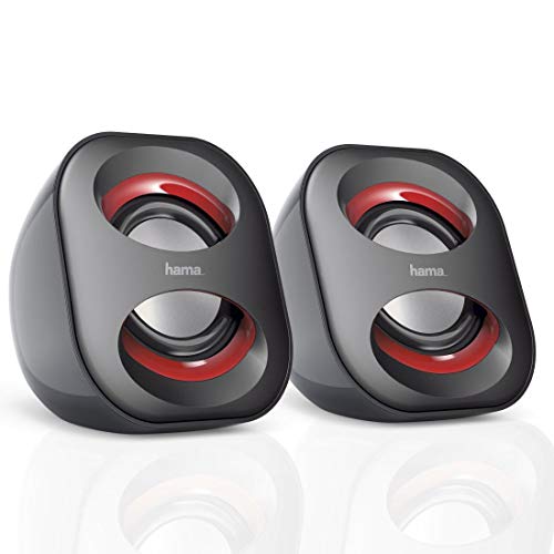 Hama Casse Sonic Mobil 183 Per Notebook, Rms 2X1.6W, Connessione Usb, Nero/Rosso