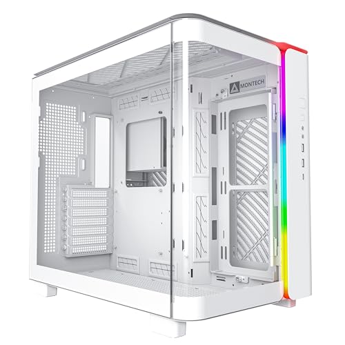 Montech, King 95 Dual-Chamber Atx Mid-Tower Pc Gaming Case, High Airflow, Toolless, Robusto Pannello Frontale E Laterale In Vetro Temperato Curvo, Ill