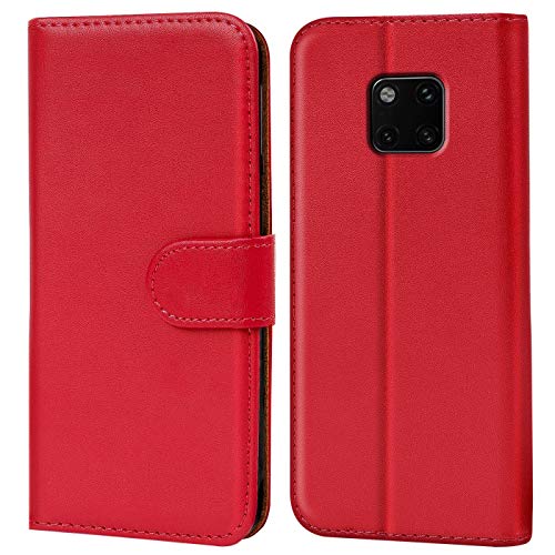Verco Custodia Per Huawei Mate 20 Pro, Case Per Mate 20 Pro Cover Pu Pelle Portafoglio Protettiva, Rosso