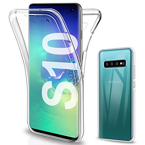 Gnews Cover Samsung S10, Custodia Samsung S10 Transparent 360°Full Body Protezione Silicone Tpu Premium Resistente Case Cover Per Samsung Galaxy S10