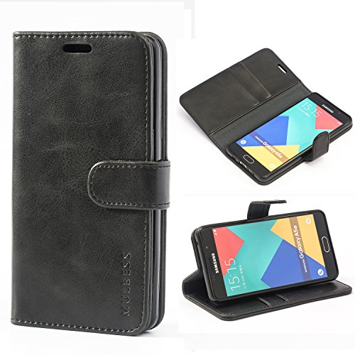 Mulbess Custodia Per Samsung Galaxy A5 2016, Custodia Magnetica Flip Con Chiusura, Sintetica Portacellulare Protezione, Vintage Nero