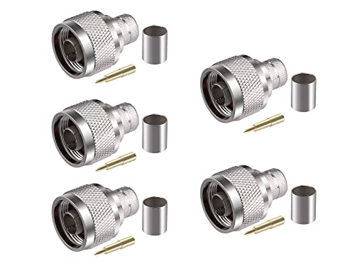 Vecys 5Pcs N Maschio Connettori 50 Ohm N Maschio Crimpare Rf Coassiale Connettore N Maschio Adattatore Spina Per Lmr400 Belden 9913 Rg8 Rf Coassiale C