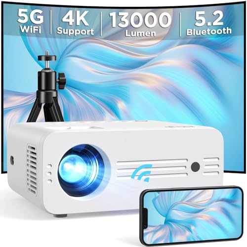 Proiettore 5G Wifi Bluetooth 13000 Lumens, Akiyo O7 Proiettore 4K Supporto 1080P Nativo, Videoproiettore Full Hd Home Cinema Per Tv Stick/Ios/Android/
