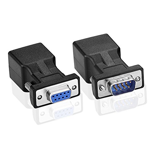 Sienoc 1 Set (2Pcs) Coppia Db9 Rs232 9Pin Adattatore Vga Prolunga Via Cat5E/Cat6/Rj45 Cavo Adapter Kit Extender Fino A 100Ft