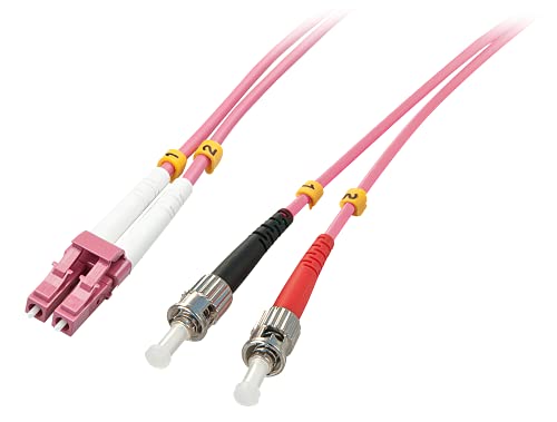 Lindy 46351 2M Lc/St Pink Fiber Optic Cable - Fiber Optic Cables (Lc, St, 50 Μm, 125 Μm, Pink, Male/Male)