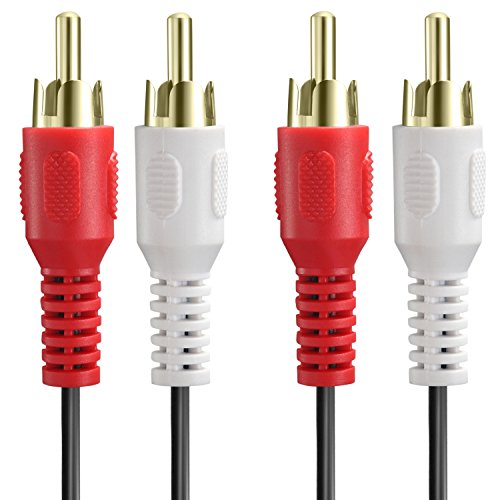 Fosmon (6 Ft) 2Rca Male To 2Rca Male Stereo Audio Cable, Composite Audio [Right/Left] 2 Rca Plug M/M Connector Red & White For A/V Reciever, Amplifier