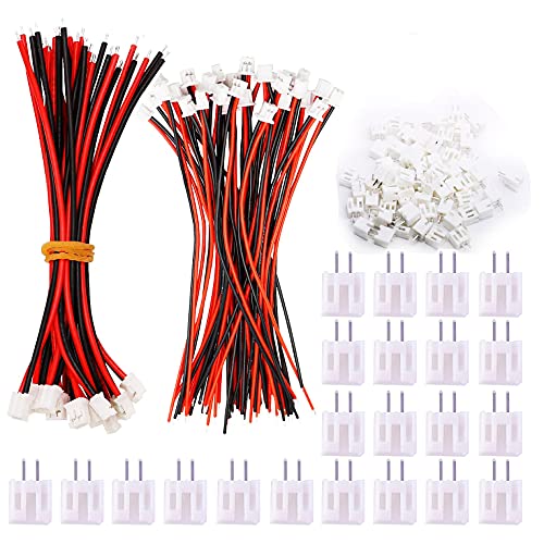 Huaziz 50 Paia 2.0 Mm Jst 2 Pin Micro Elettrico Spina Connettore Maschio E Femmina Con 100Mm Filo