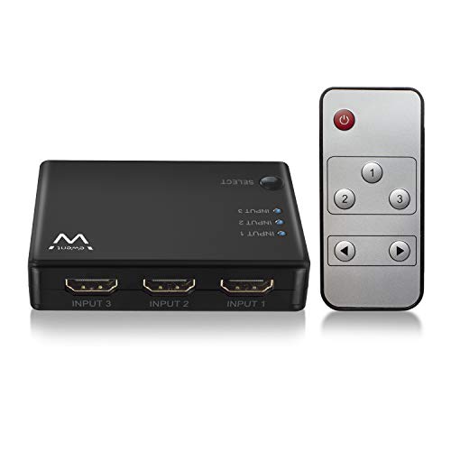 Ewent Hdmi Switch, Switcher Hdmi 4K 3 X 1 Commutatore Hdmi 3 Ingressi 1 Uscita Hdmi Switch 3 In 1 Out Hdcp 2.2 Compatibile 3D 1080P Hd, Con Telecomand