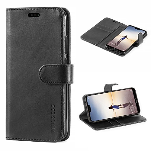 Mulbess Custodia Per Huawei P20 Lite, Custodia Magnetica Flip Con Chiusura, Sintetica Portacellulare Protezione, Vintage Nero