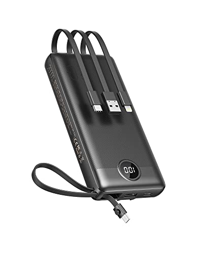 Veektomx Power Bank 20000Mah Powerbank Con Cavi Integrati Caricatore Portatile Usb C Batteria Esterna Con 5 Uscite E 2 Ingressi Compatibile Con Iphone